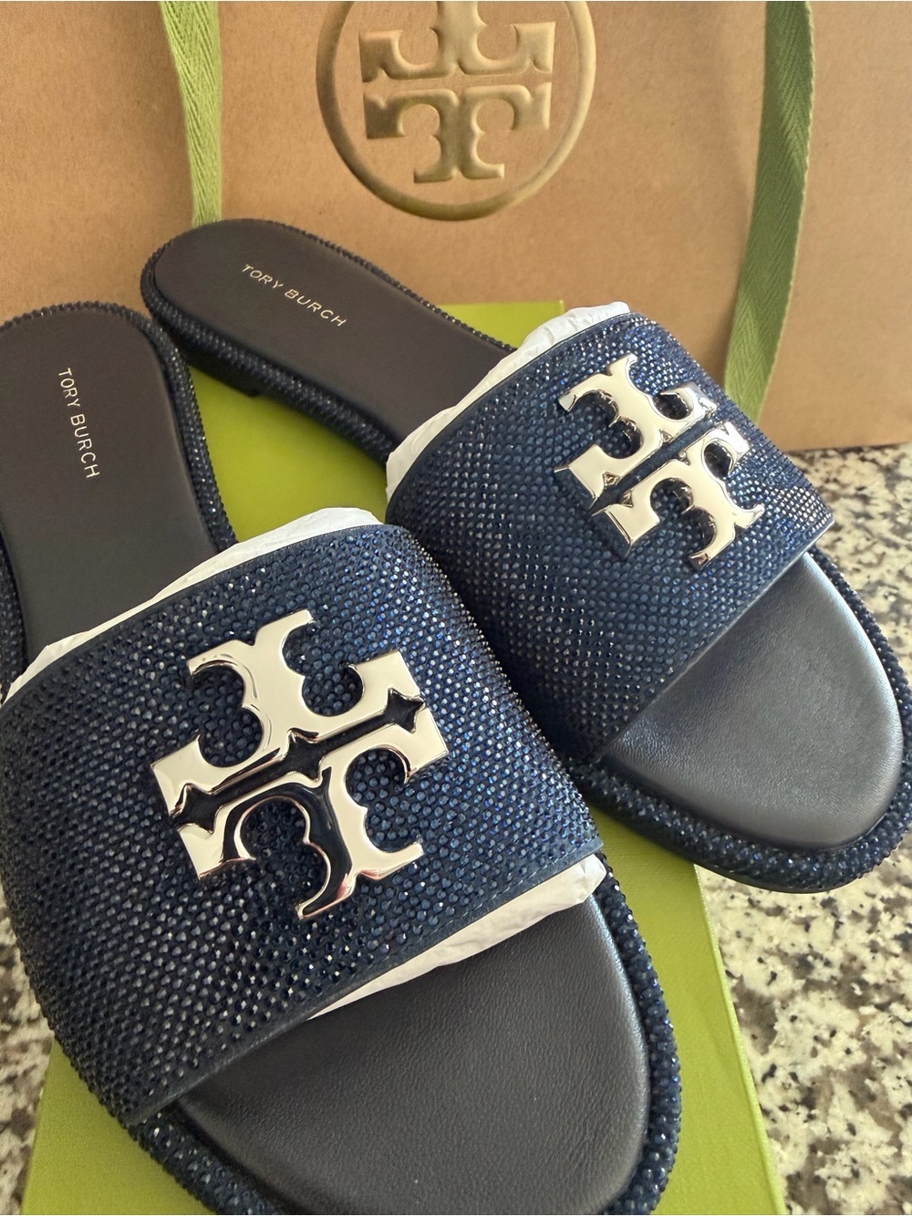 Tory Burch Everly Slide Sandals with Silver Accent Sz 7.5 US - Picture 2 of 6